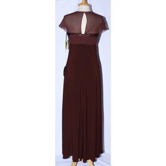 NoxAnabel #2015 Stretch Jersey Formal or Bridesmaid Dress-Size 2X-BROWN-NWT - Picture 2 of 5